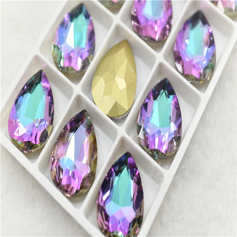 Rhinestone crystal Glass bead Pointback teardrop crafting needlework stones
