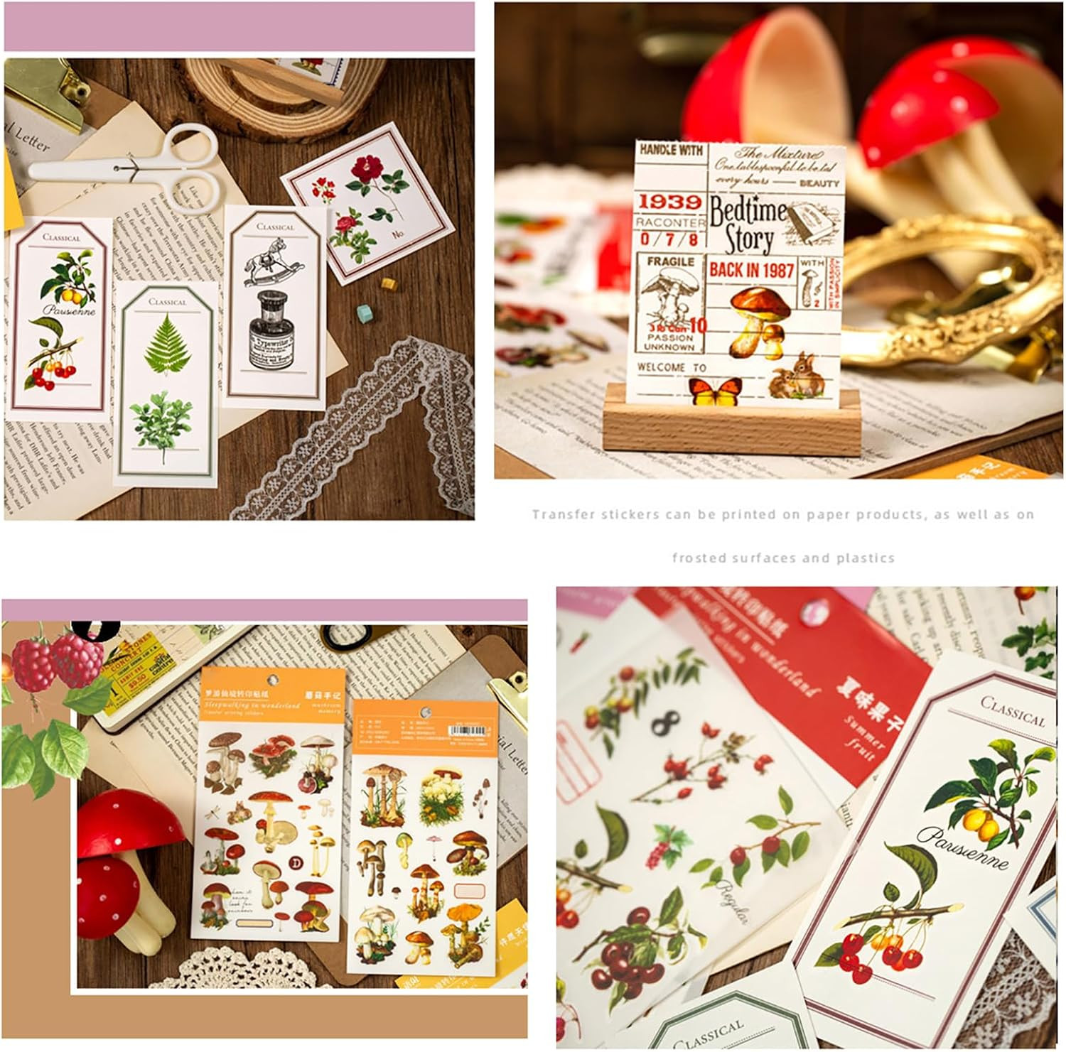 10 Sheets Rub on Transfers for Crafts Vintage Rub on Transfer Stickers Flower Pl