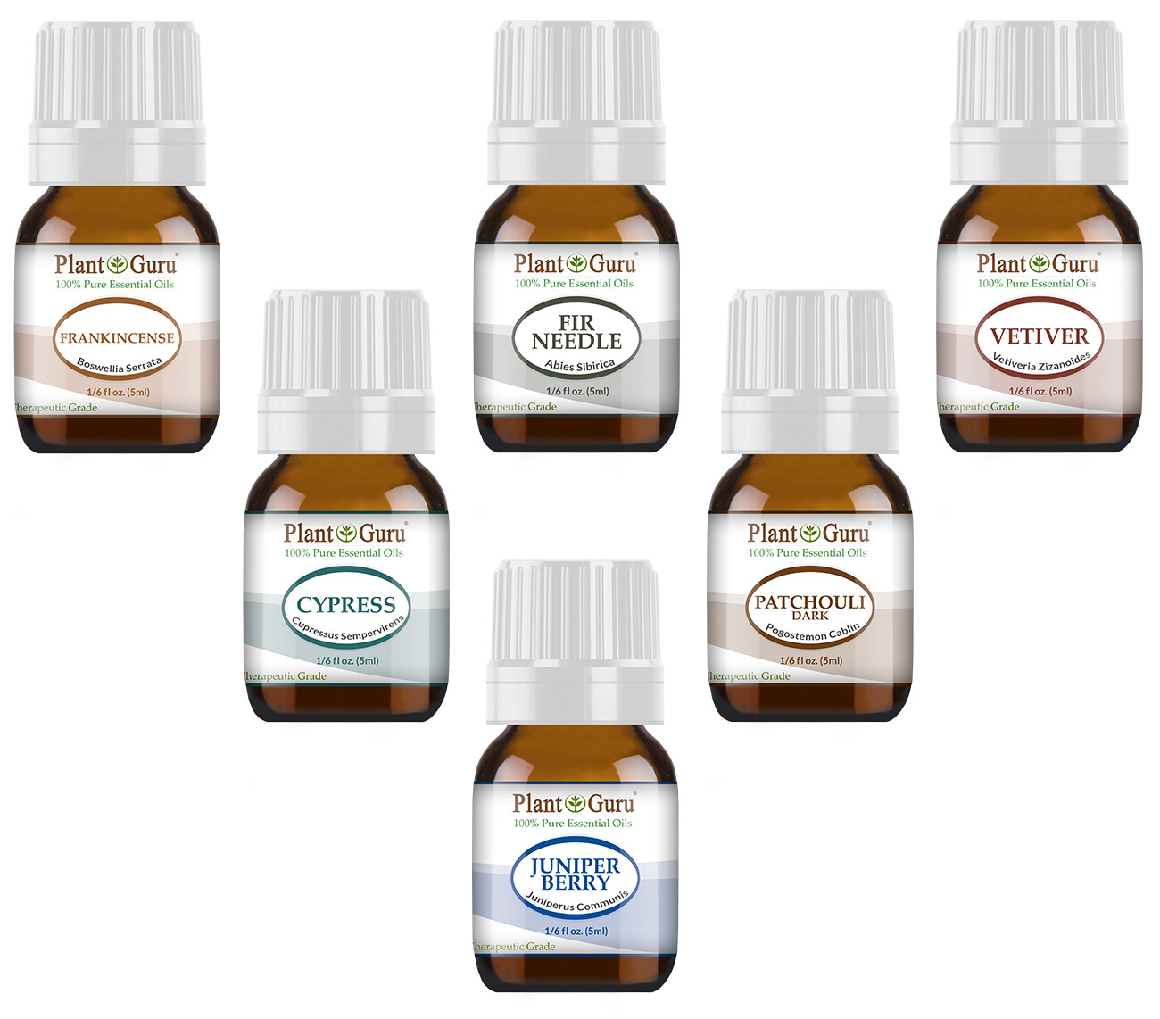 Earth & Wood Essential Oil Set 6 – 5 ml. 100% Pure Natural Therapeutic Grade Lot