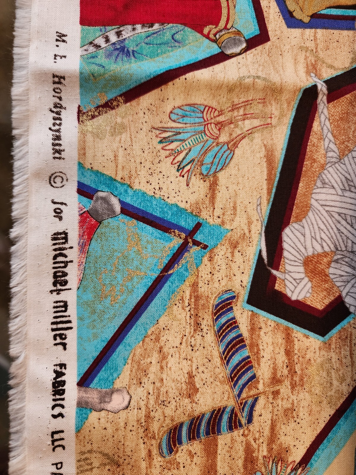 Michael Miller Paw Prints of Egypt Cats Fabric Egyptian 2.58 yds.