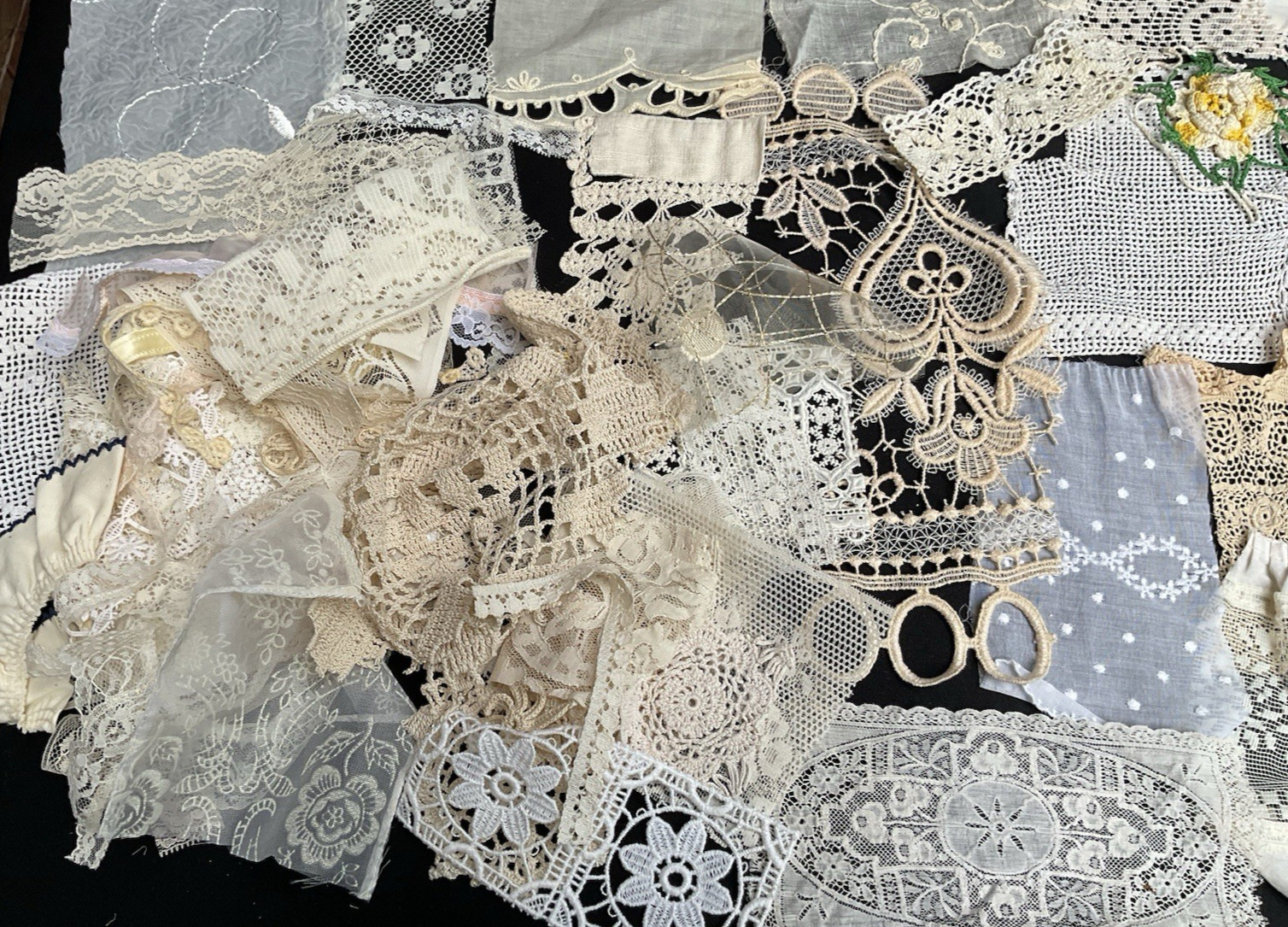 Beige Ivory Cream Lace Crochet Kit 25 Pieces Slow Stitch Vintage Junk Journal