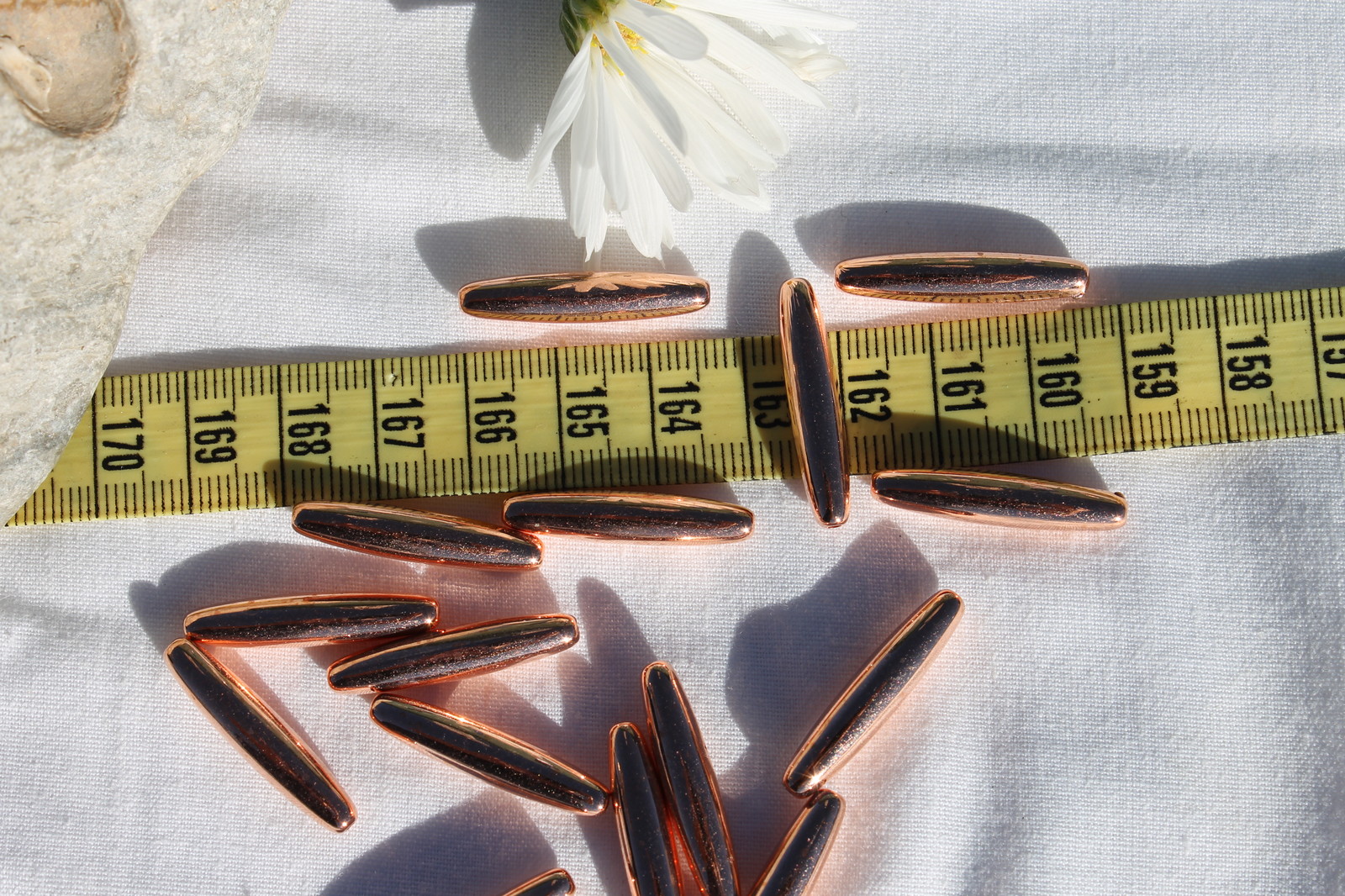 28 x 6mm Bright Coppertone Metallized Melon Jewelry Spaghetti Beads/15pcs