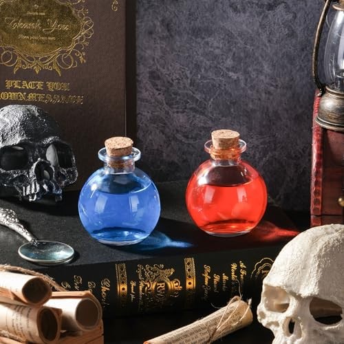 2 pack Glass Potion Bottles with Corks 5oz Empty Spherical Jars for DIY Small