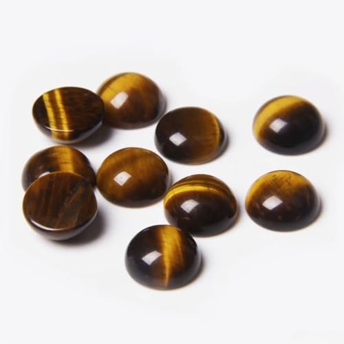 20pcs Natural Stone No Hole Semicircle Smooth Cabochons Beads 10mm Tiger Eye