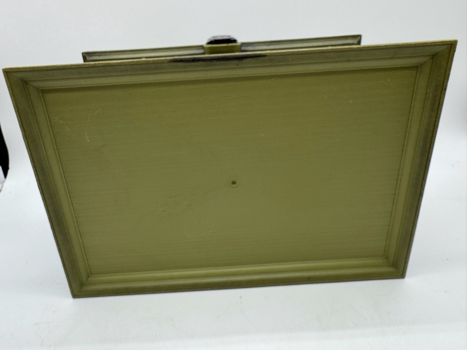 Vintage 1960s Max Klein Green Plastic Faux Wood Sewing Box Avocado Green MCM Box