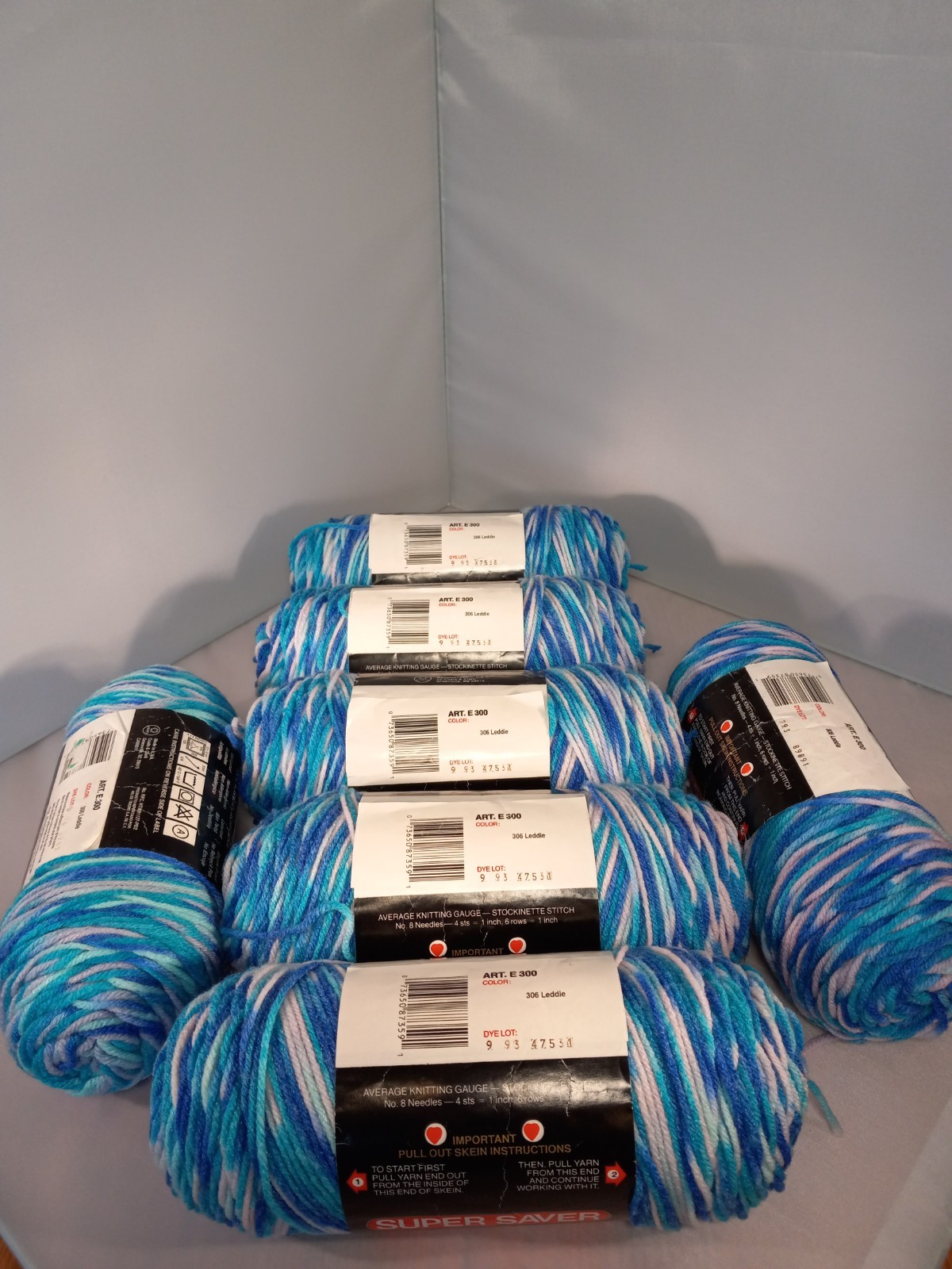 Red Heart Super Saver Yarn New Old Stock 7 Skeins, Leddie (306) RARE!