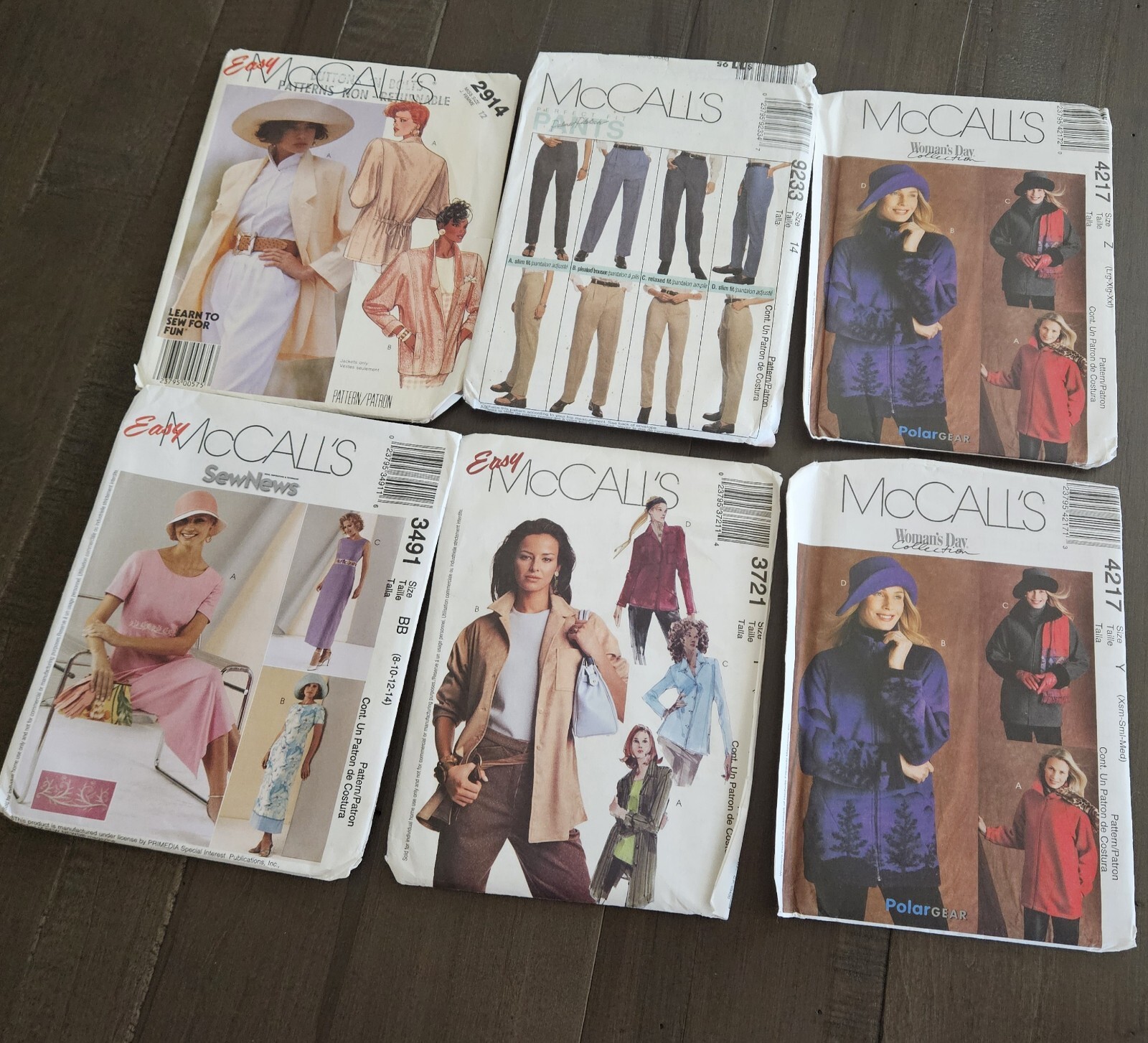 McCall’s Sewing Patterns Lot Of 6, Sizes 4-26 (Varies By Pattern), Uncut