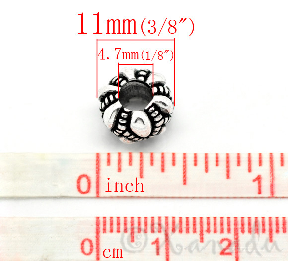 Wholesale Silver Large Hole European Spacer Beads EB5659 – 5, 10 Or 20PCs