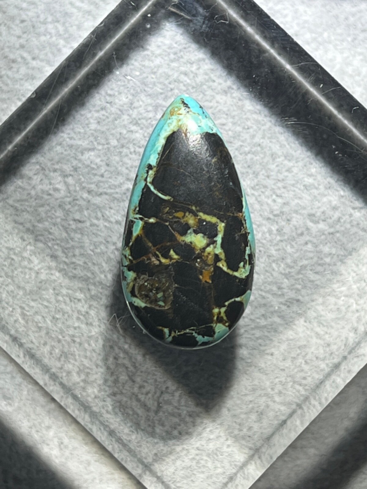 Blue Moon Turquoise 17 ctw Pear tear drop Cabochon. Tonopah, Nevada USA mined