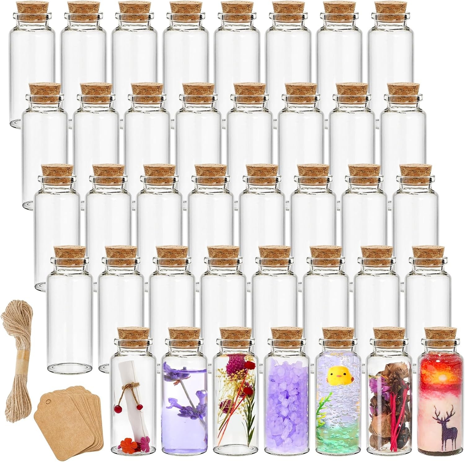 70 Pack 30ml Cork Stoppers Glass Bottles, Wishing Bottles with Personalized