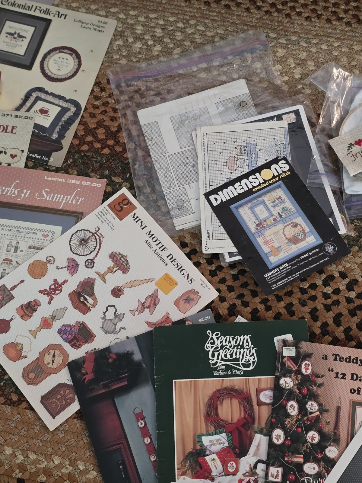 Huge Vintage Lot Of Needlepoint Embroidery 20+ Books, Tons Of Patterns, Supplies