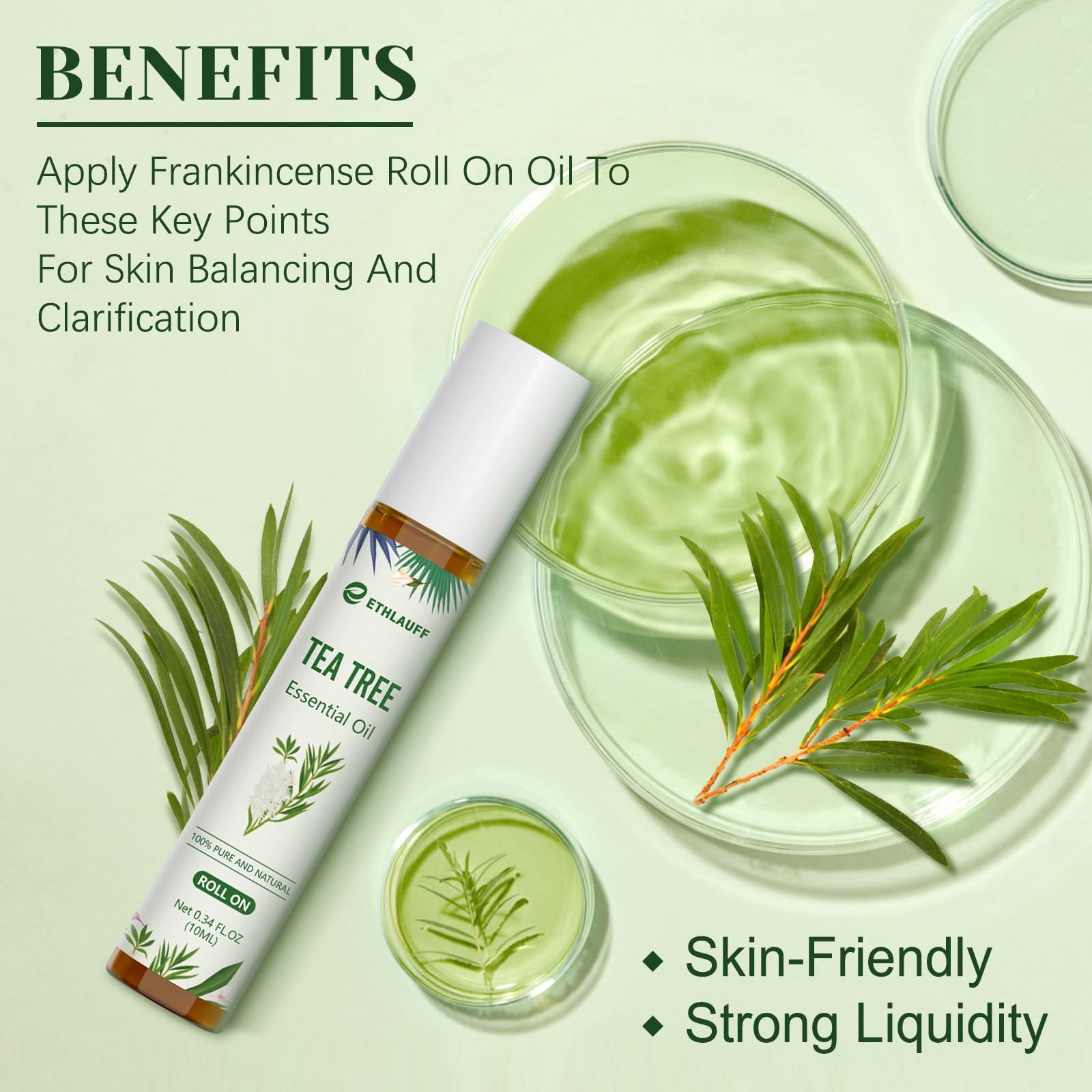 Tea Tree Oil Roll On – 100% Pure 0.33 Fl Oz (Pack of 1), Clear to Pale Yellow