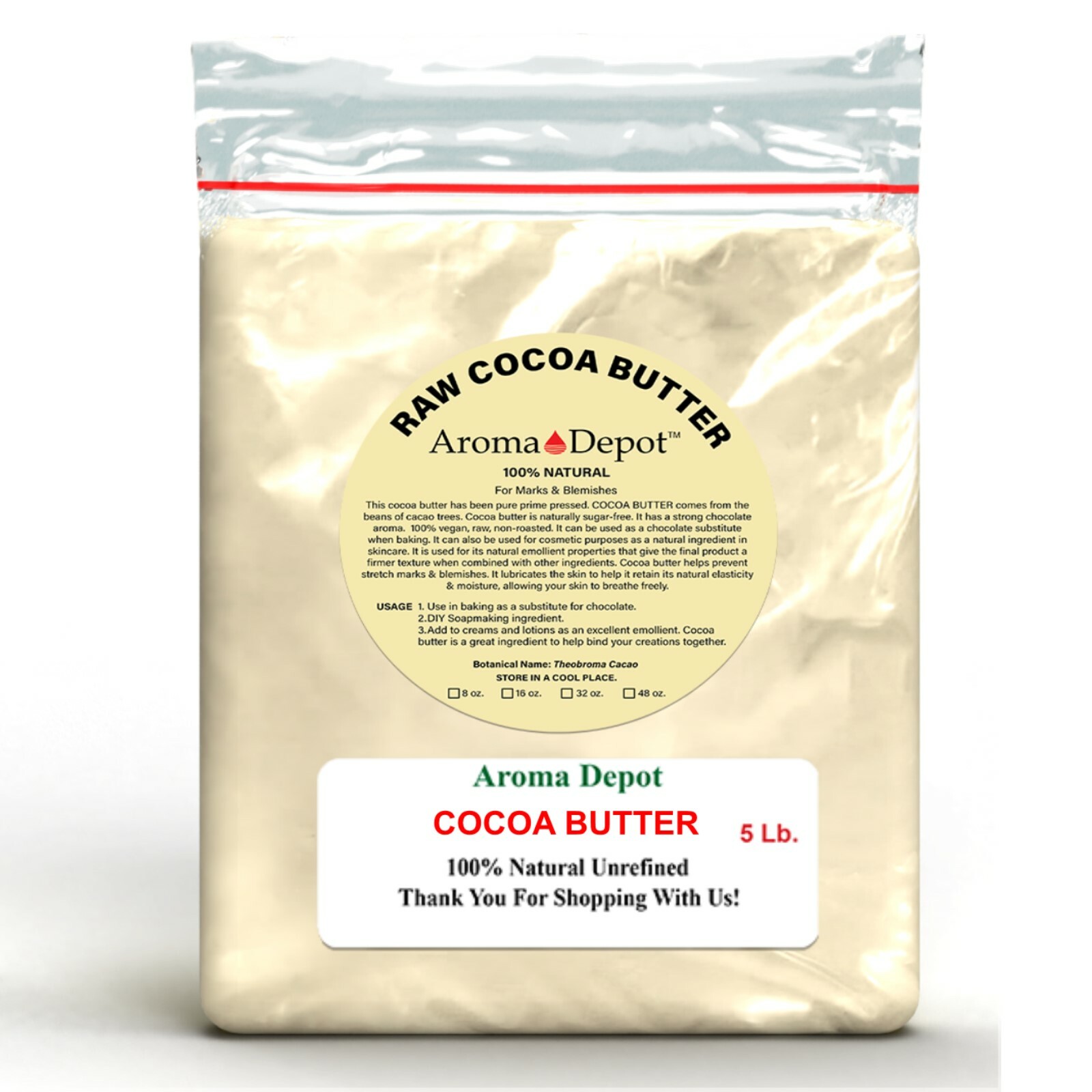 Raw Cocoa Butter 5 lb100% Pure Natural Virgin Prime Pressed Unrefined Skin Hair