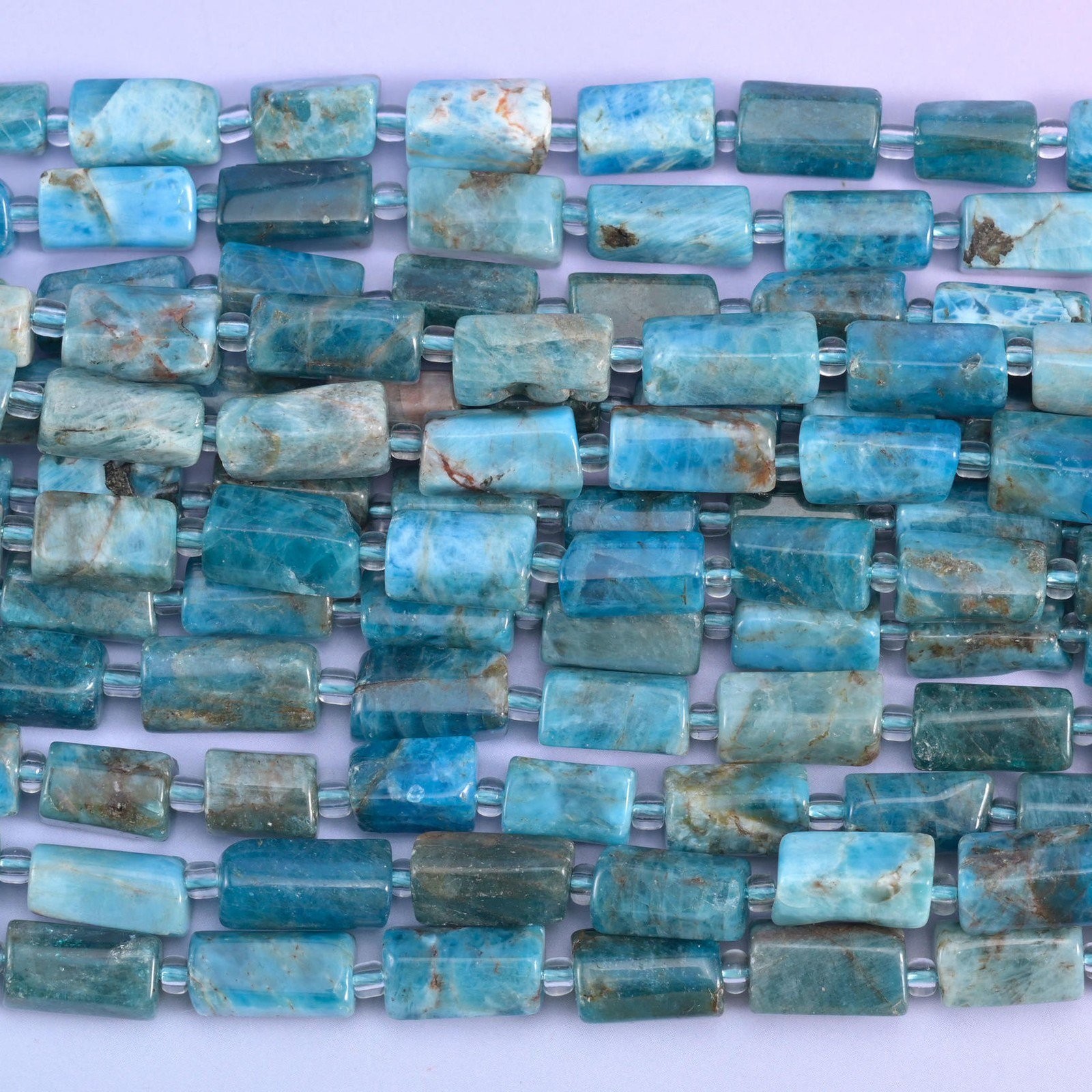 Blue Apatite Faceted Tube Beads Size 12x8mm Jewelry Making 15.5 Inch Strand