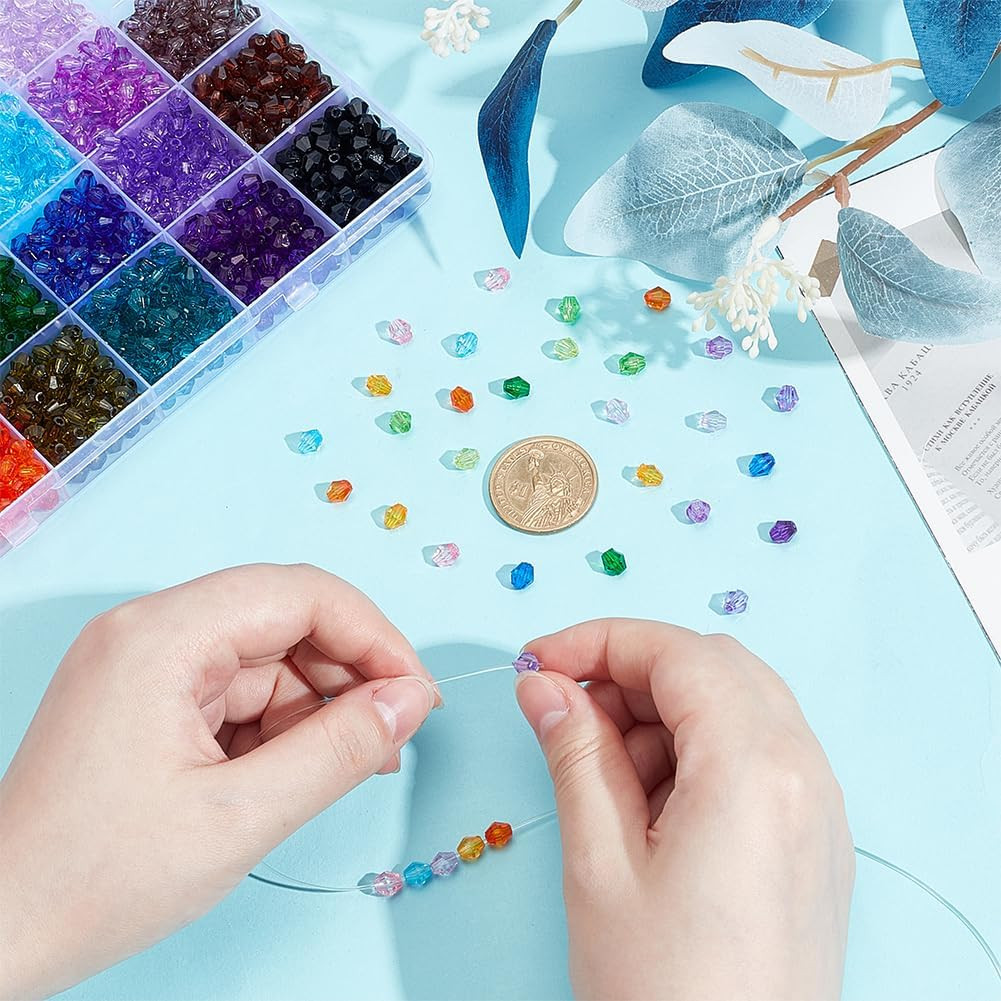 2160Pcs 6Mm Crystal Beads Bicone Bracelet Bead Faceted Acrylic Beads 24 Colors R