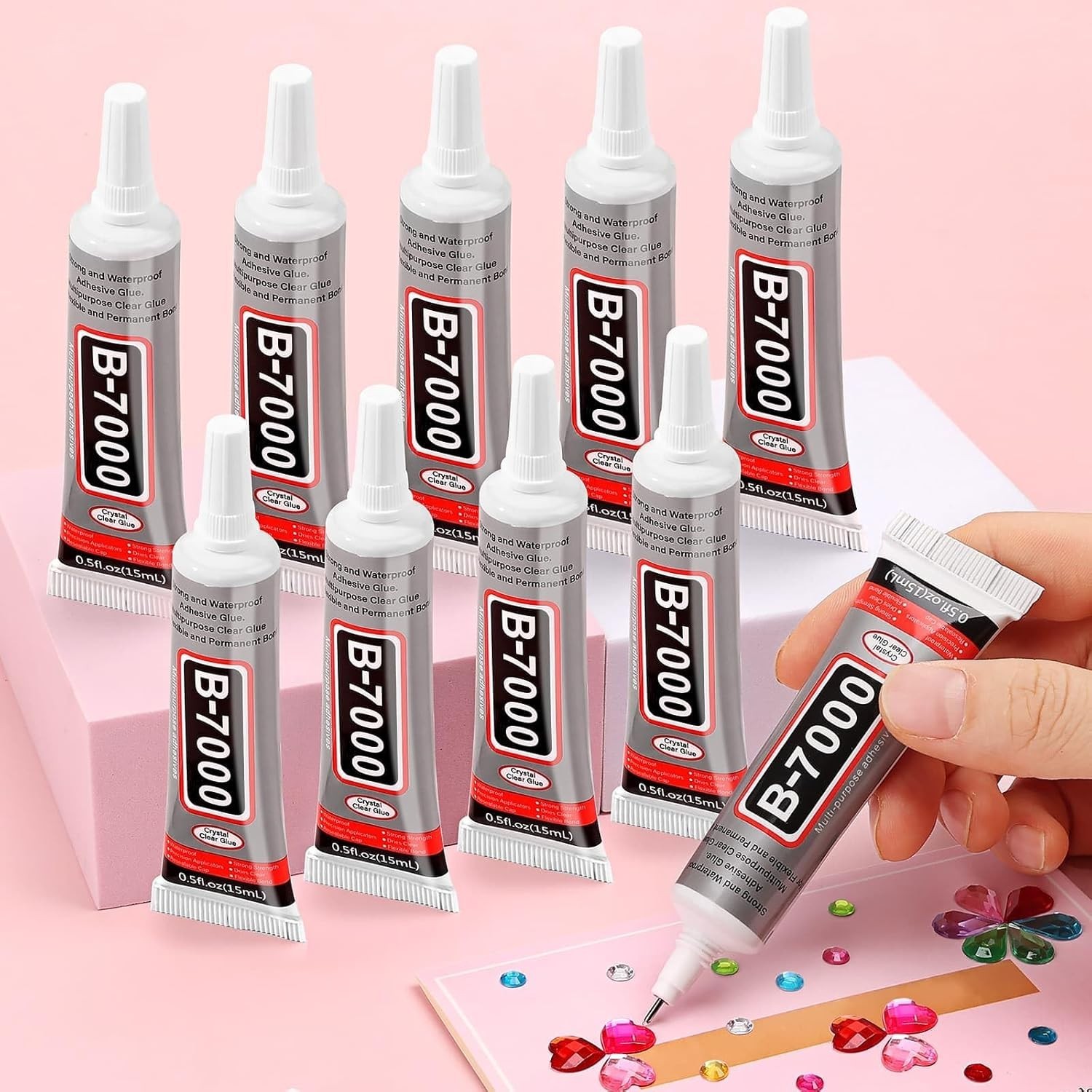 B7000 Jewelry Glue for Rhinestones,10Pack Flexible Super Glue Gel with Precis…