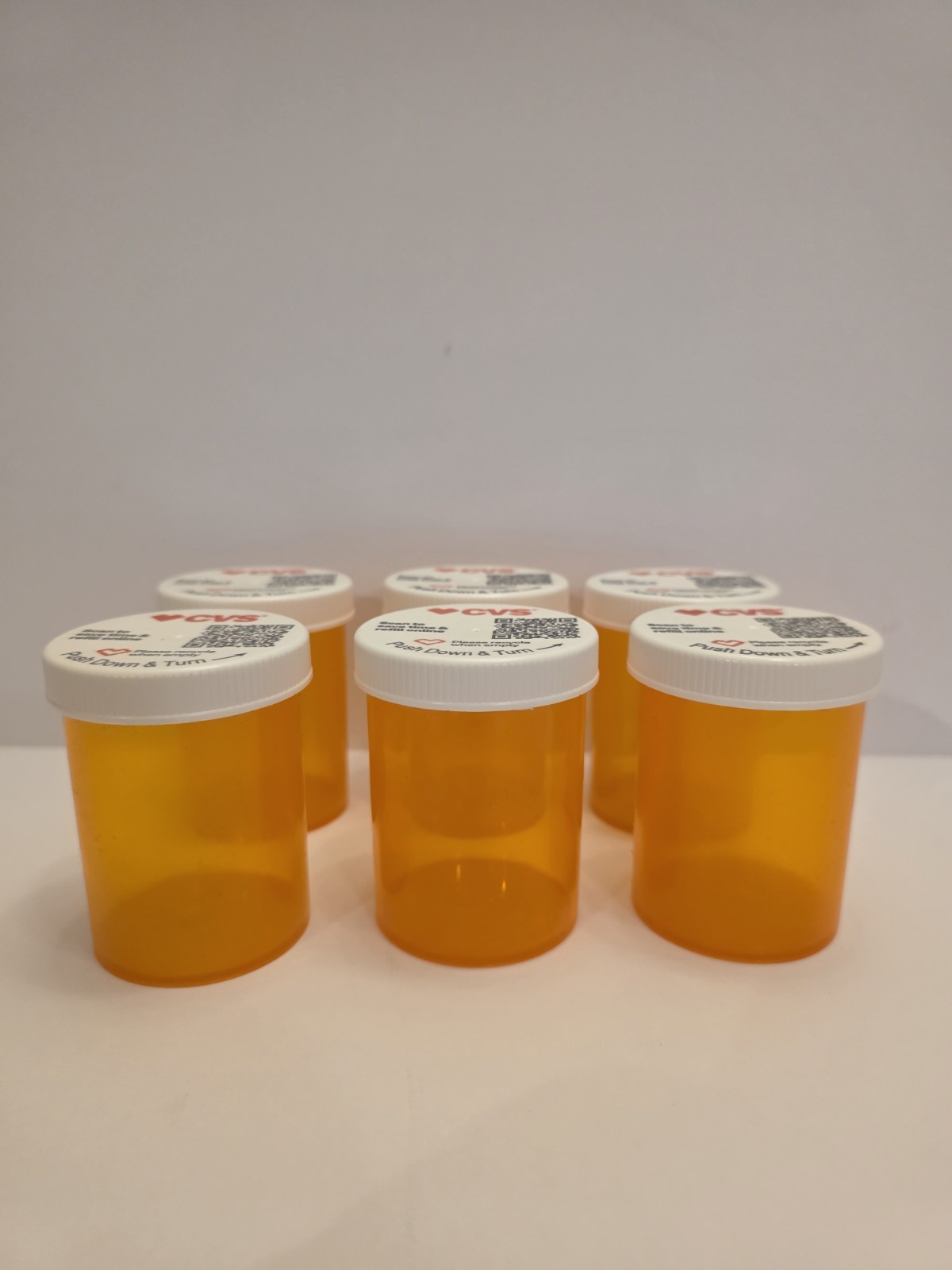 Lot of 6 empty pill bottles CVS Rx and others Amber White for craft and storage