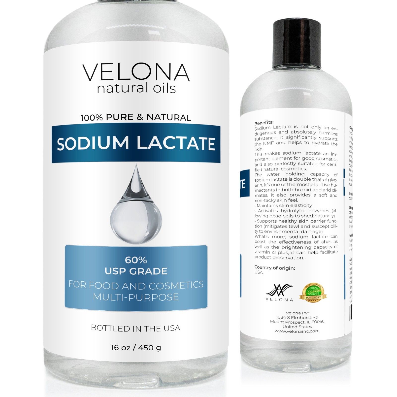Velona Sodium Lactate 60%-2oz-7lb USP Grade Natural Preservative For Soap Making
