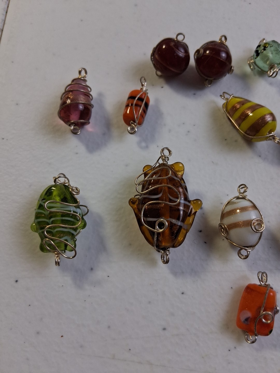 Lot Of Wire Wrapped Beads For Crafting Jewelry Making Metal Unknown