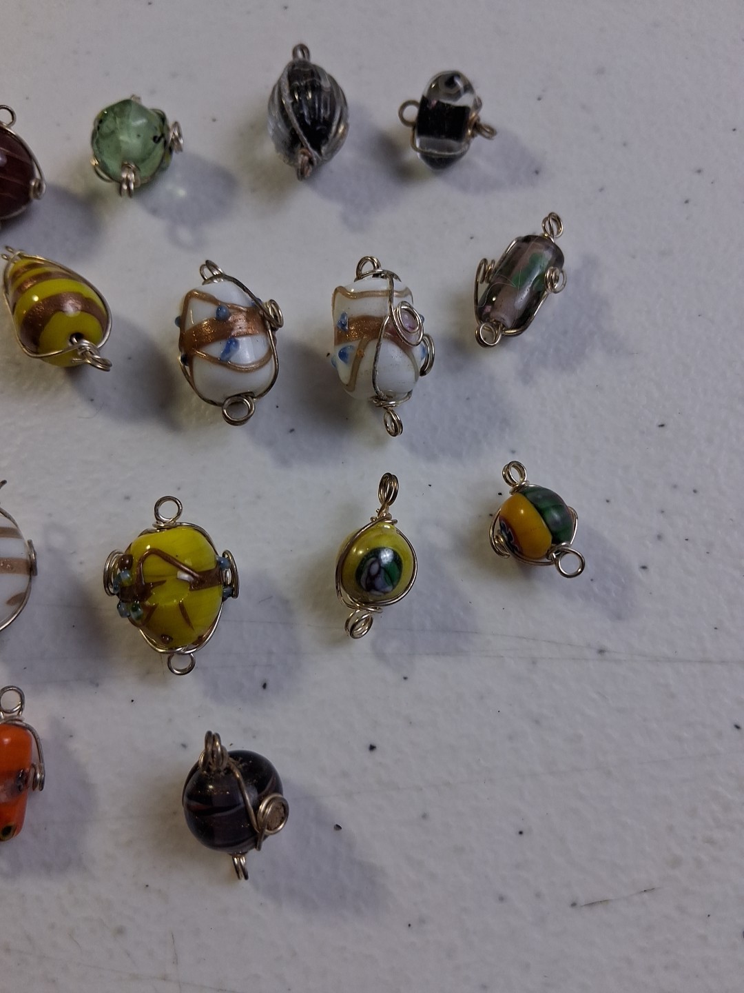 Lot Of Wire Wrapped Beads For Crafting Jewelry Making Metal Unknown