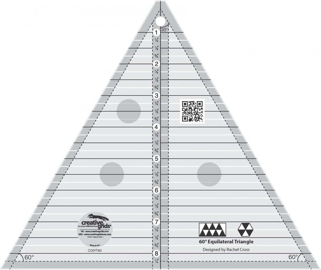 Creative Grids 60 Degree Triangle 8-1/2 – Sewing Quilting Ruler Templete CGRT60
