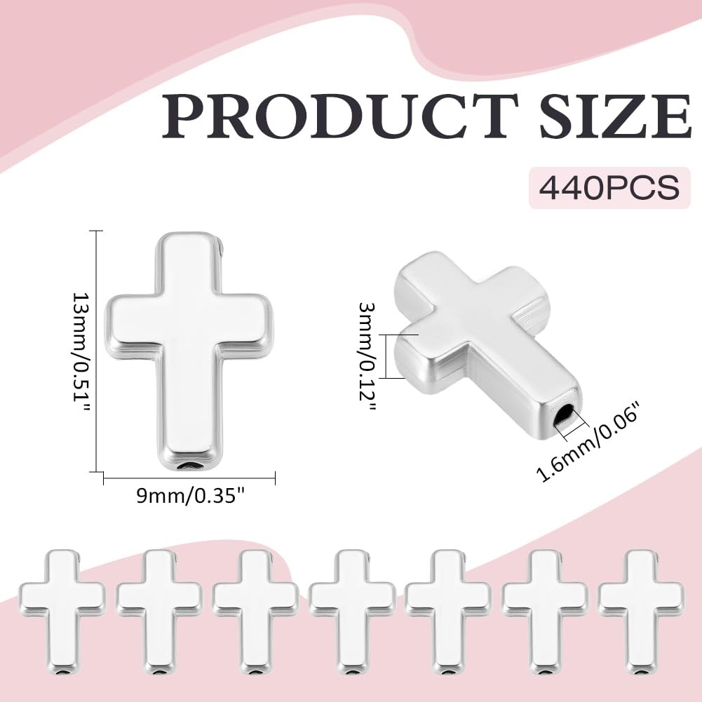 CRAFTYMELODY 440Pcs Crucifix Cross Spacer Beads, Cross Beads Bulk Plastic Cro…