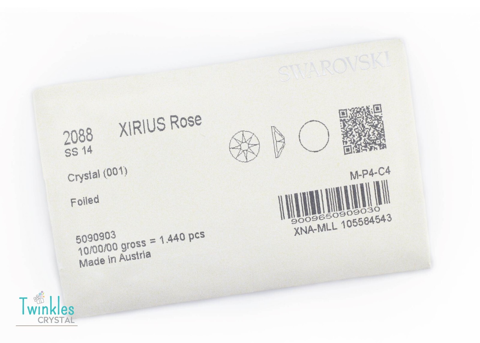 3-6.5mm (144pcs) Clear Swarovski FlatBack Crystal Foil 2088-(SS20-SS30)-001F