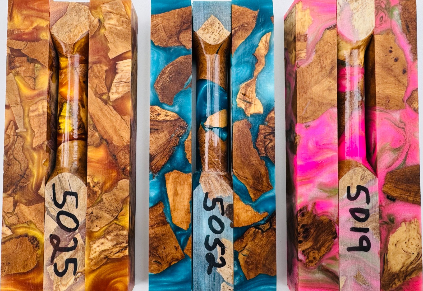 Pen Blanks * Olive Burl & Epoxy Hybrid * Mica Powder Colored * Pen Blank