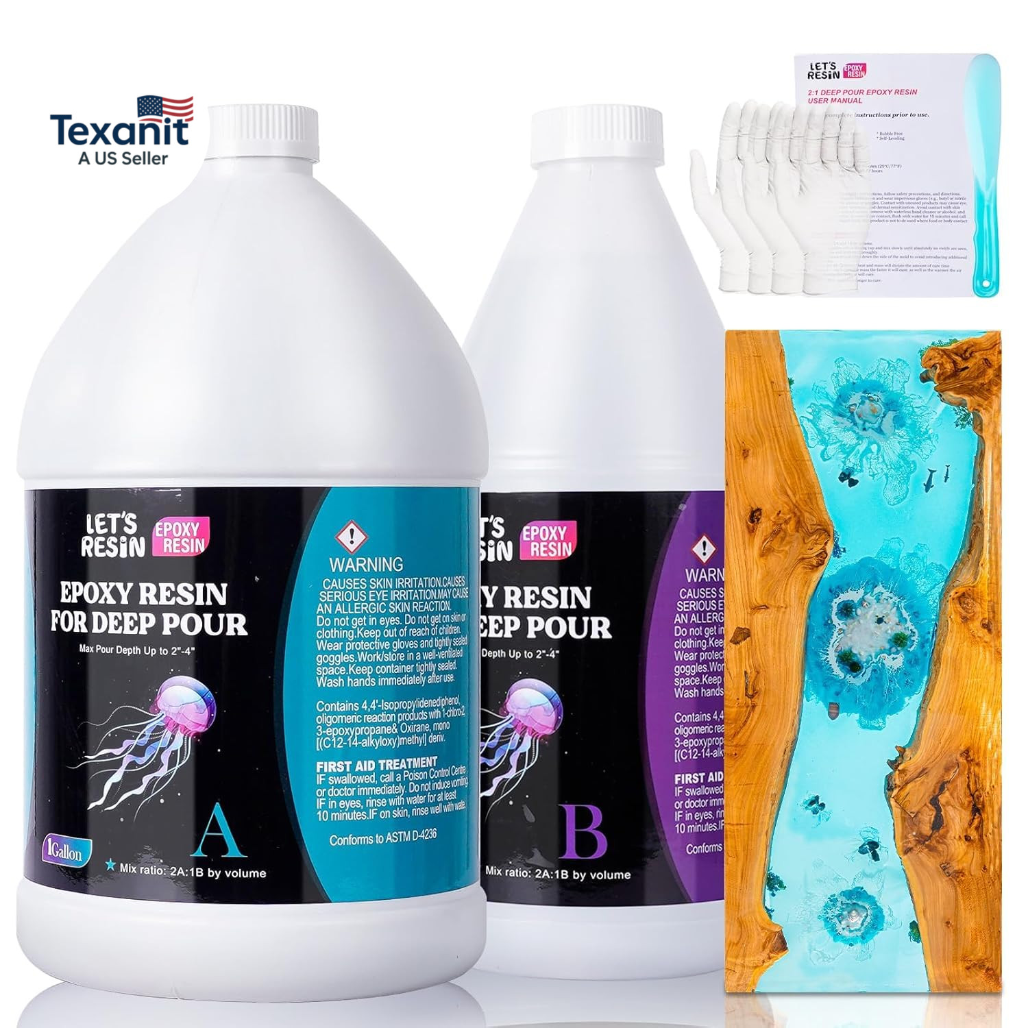 EPOXY RESIN Deep Pour Epoxy Resin 1.5 Gallon,2 to 4 Inch Depth Crystal Clear Epo