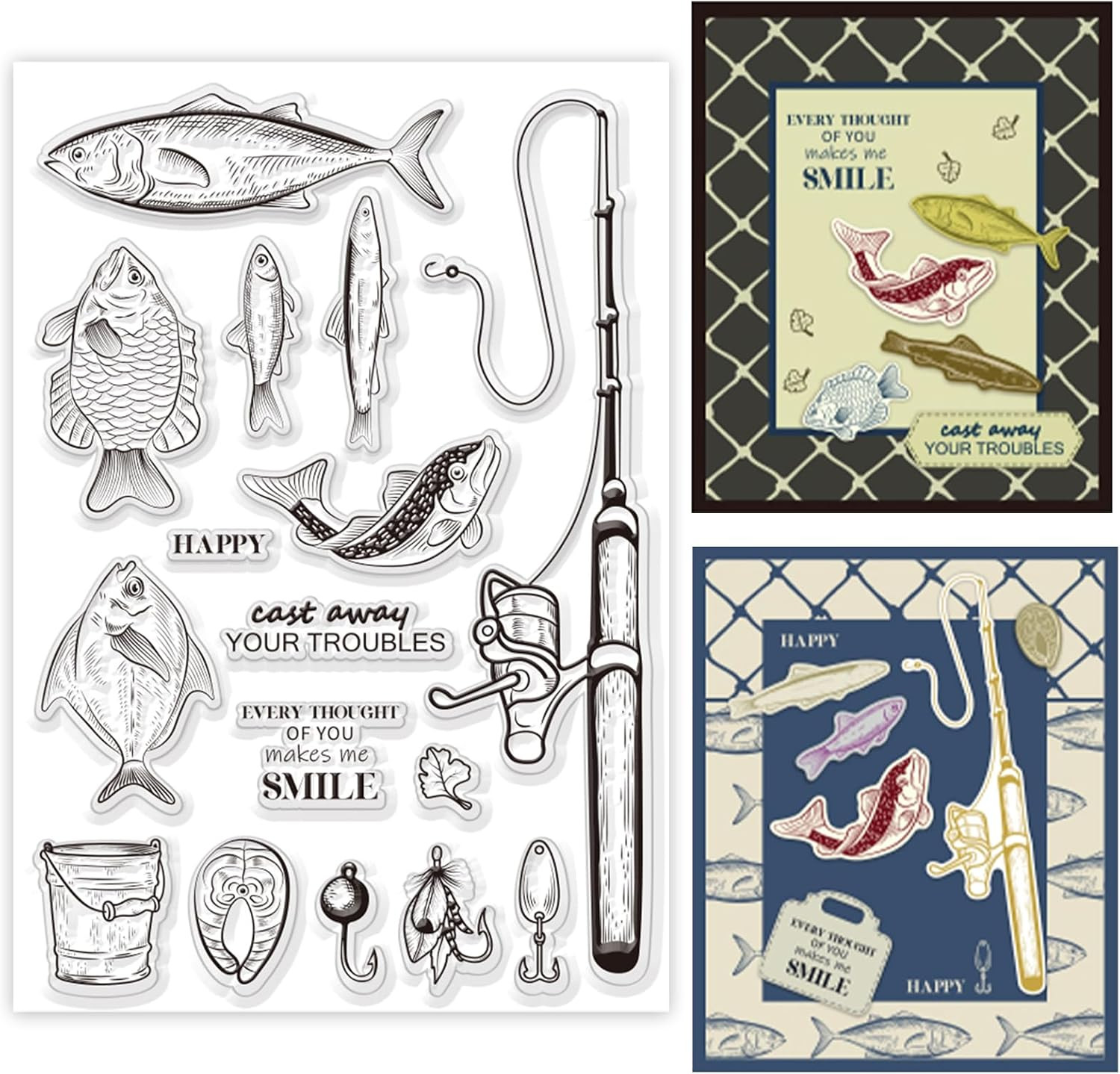 Fishing Clear Stamps Fishing Tools Silicone Stamps for Cards Making DIY
