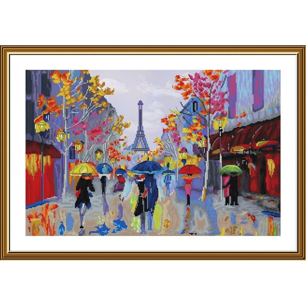Counted Cross Stitch Kit Umbrellas DIY Unprinted canvas