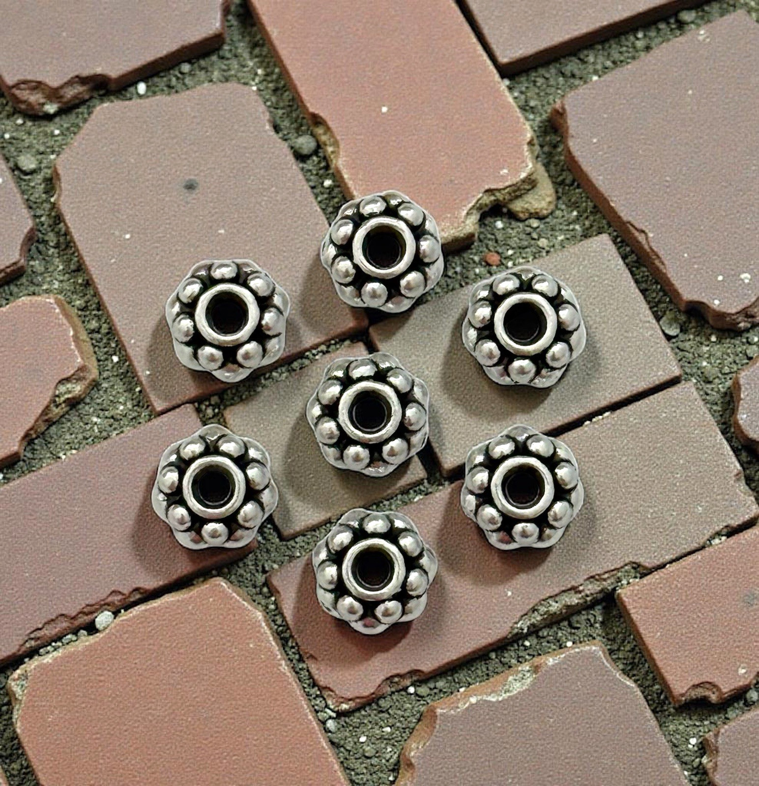 100 pcs Silver Spacer Beads Silver Beaded Rondelle 6.5×4.5mm Hole 1.5mm