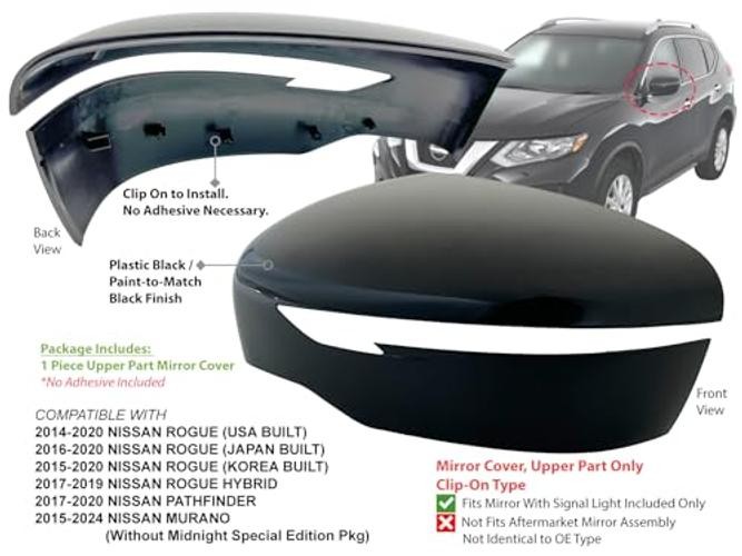 APA Replacement Exterior Mirror Cover with Driver Side for With Signal Mirror