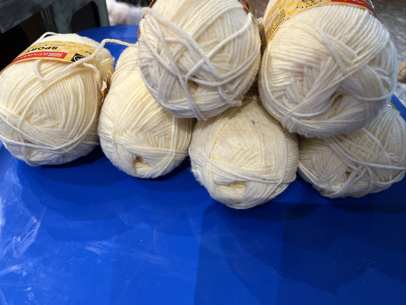 6 Spinnerin Sport 100% Orlon Acrylic Yarn 2 Oz Skein Pale Yellow 3504