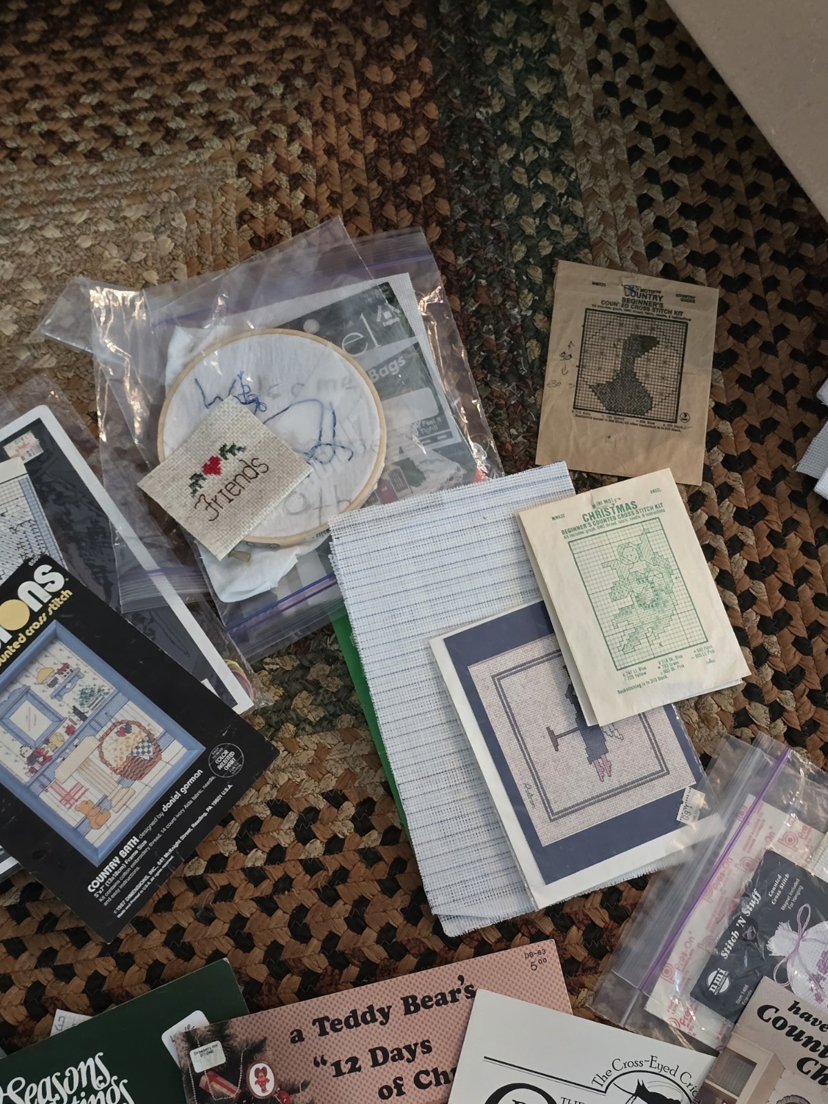 Huge Vintage Lot Of Needlepoint Embroidery 20+ Books, Tons Of Patterns, Supplies