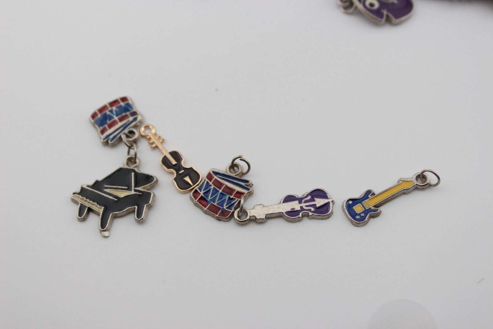 Lot of metal and enamel charms cats dogs instruments fish cars sandals 10.7 oz
