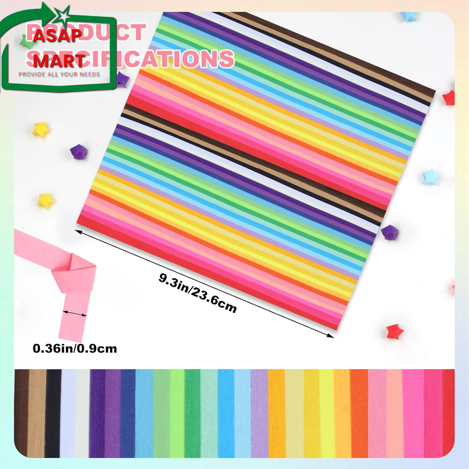 Phinus 2060 Sheets Origami Paper, 27 Assortment Colors Paper Star Strips, Star P