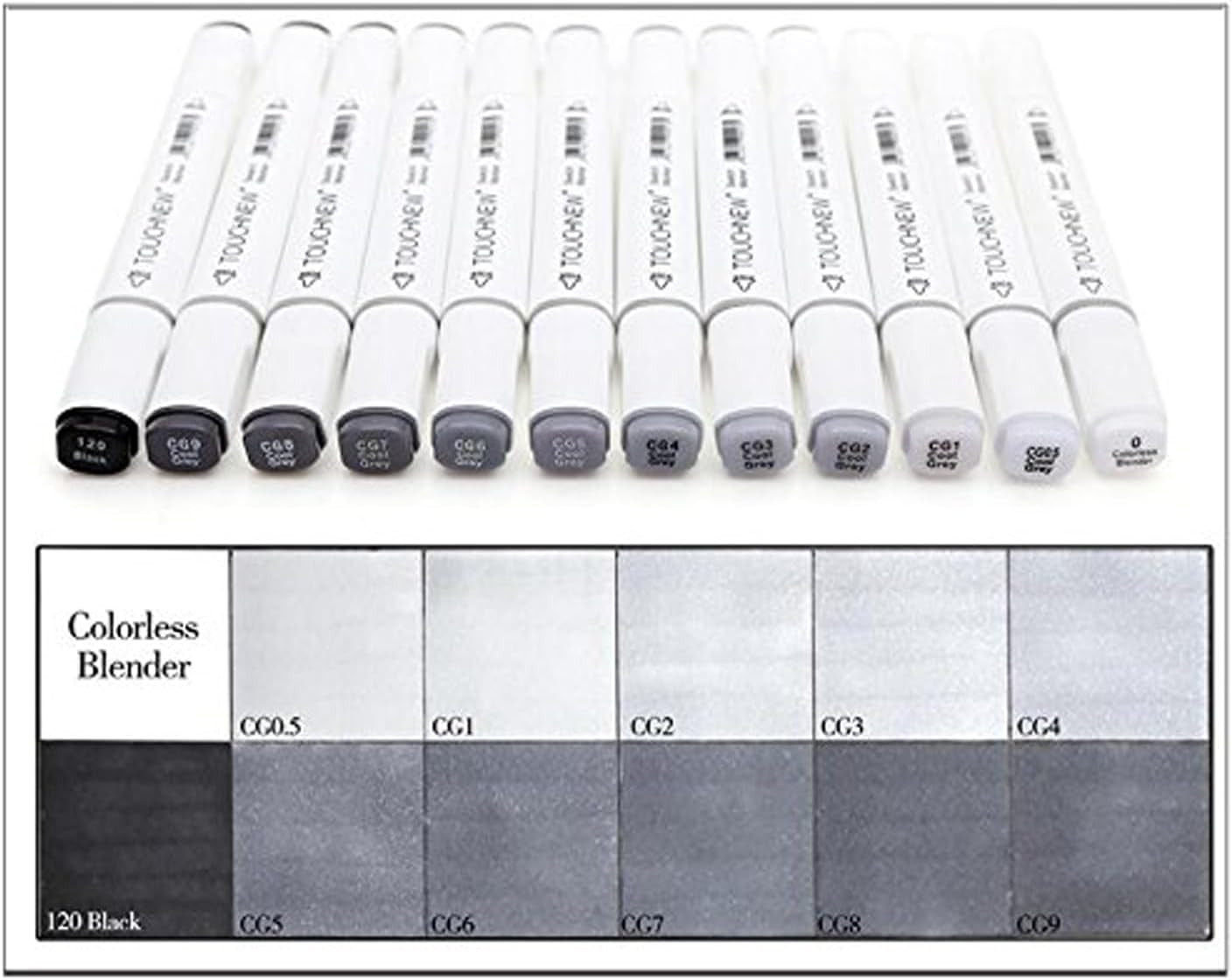 12 Colors Grayscale Art Marker Pen Double-Ended Sketch Markers Alcohol Based Ink