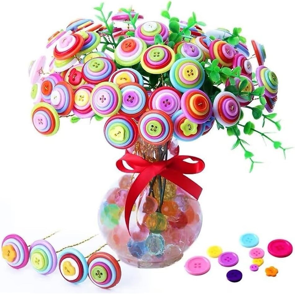 1000 Pcs Resin Buttons, Assorted Sizes Round Craft Buttons for Sewing DIY Crafts