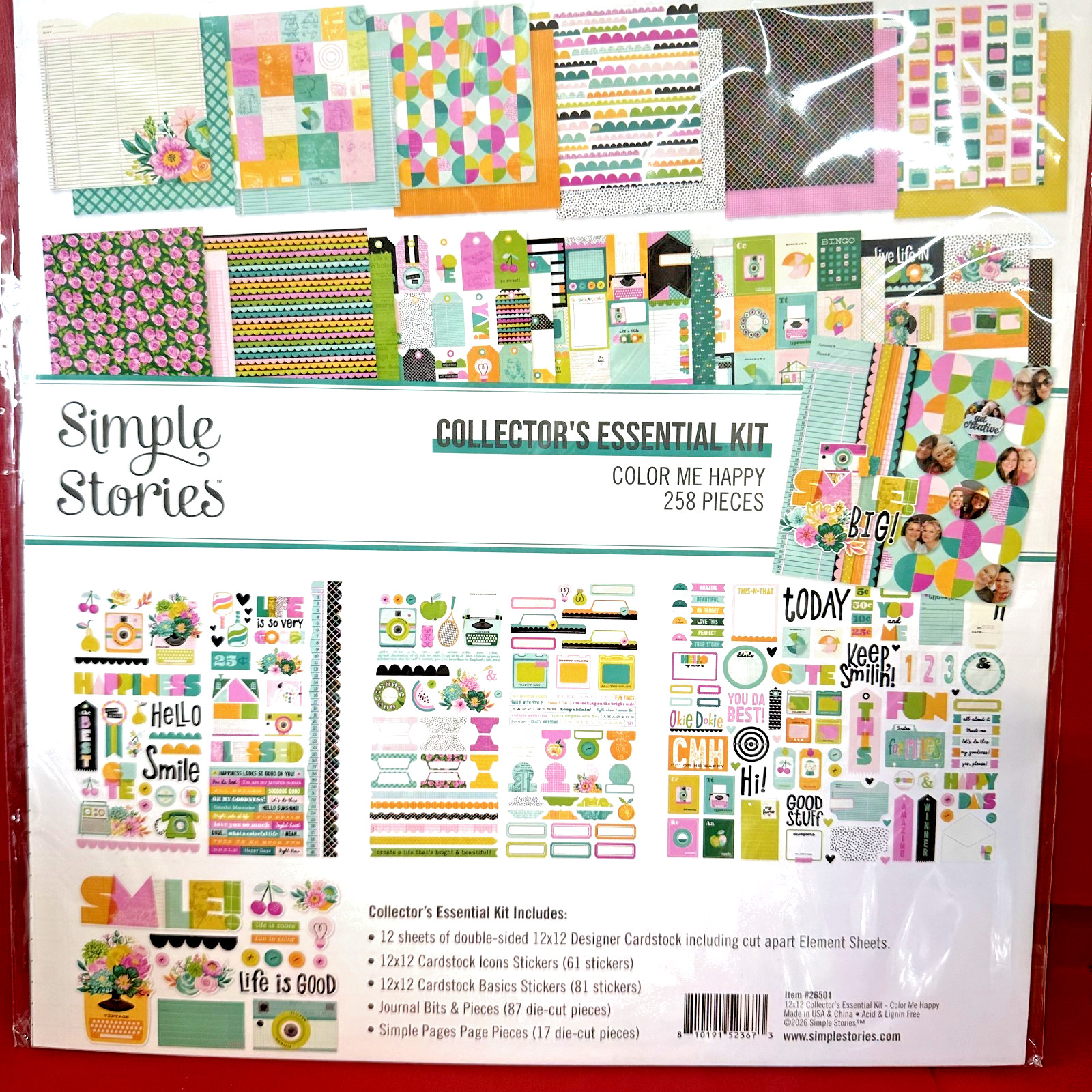 Simple Stories COLOR ME HAPPY Collector’s Essential Kit 258pcs Life is Good