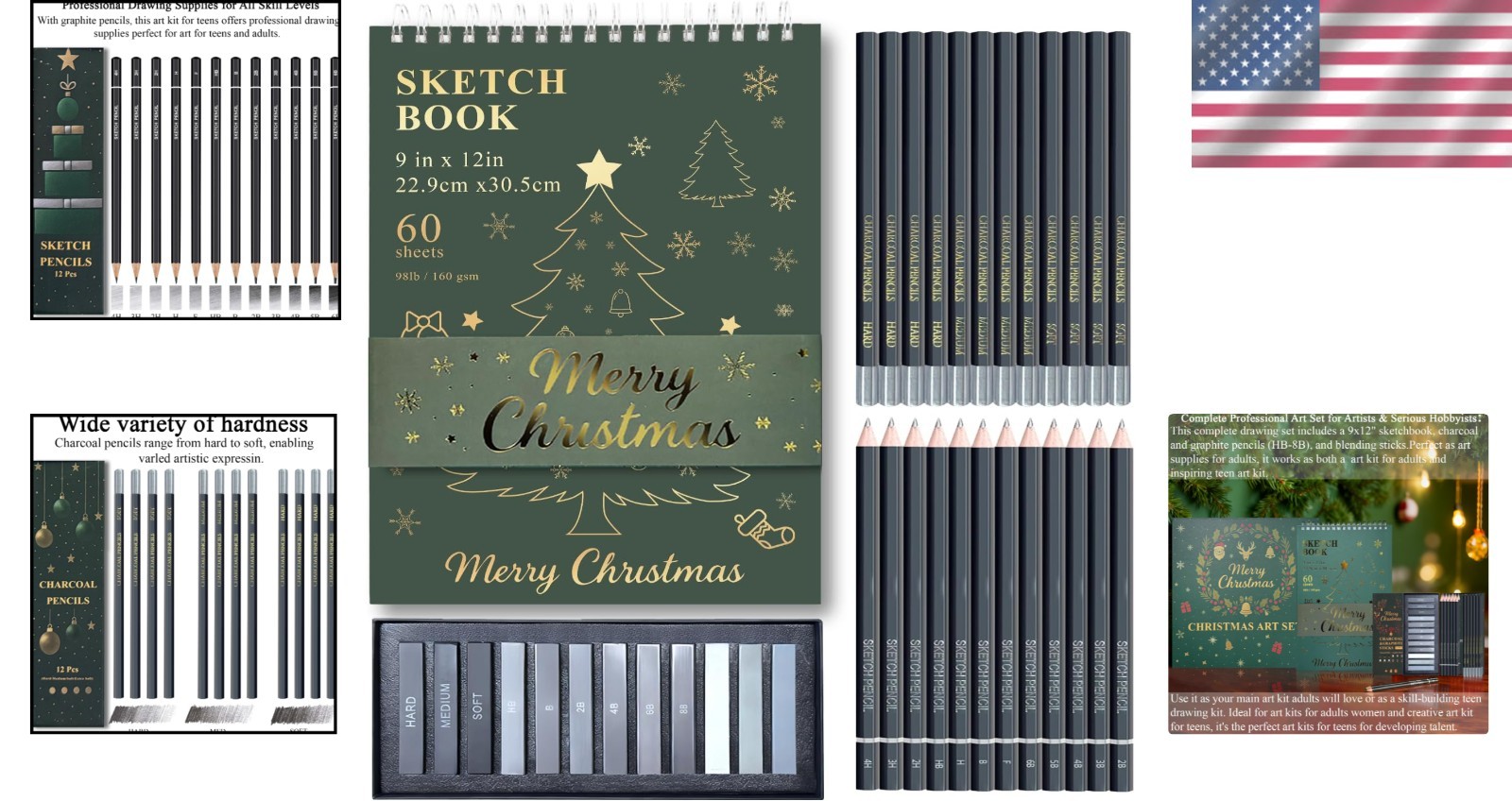 All-in-One Drawing Set: Sketch Book, Pencils & Blending Tools for All Ages