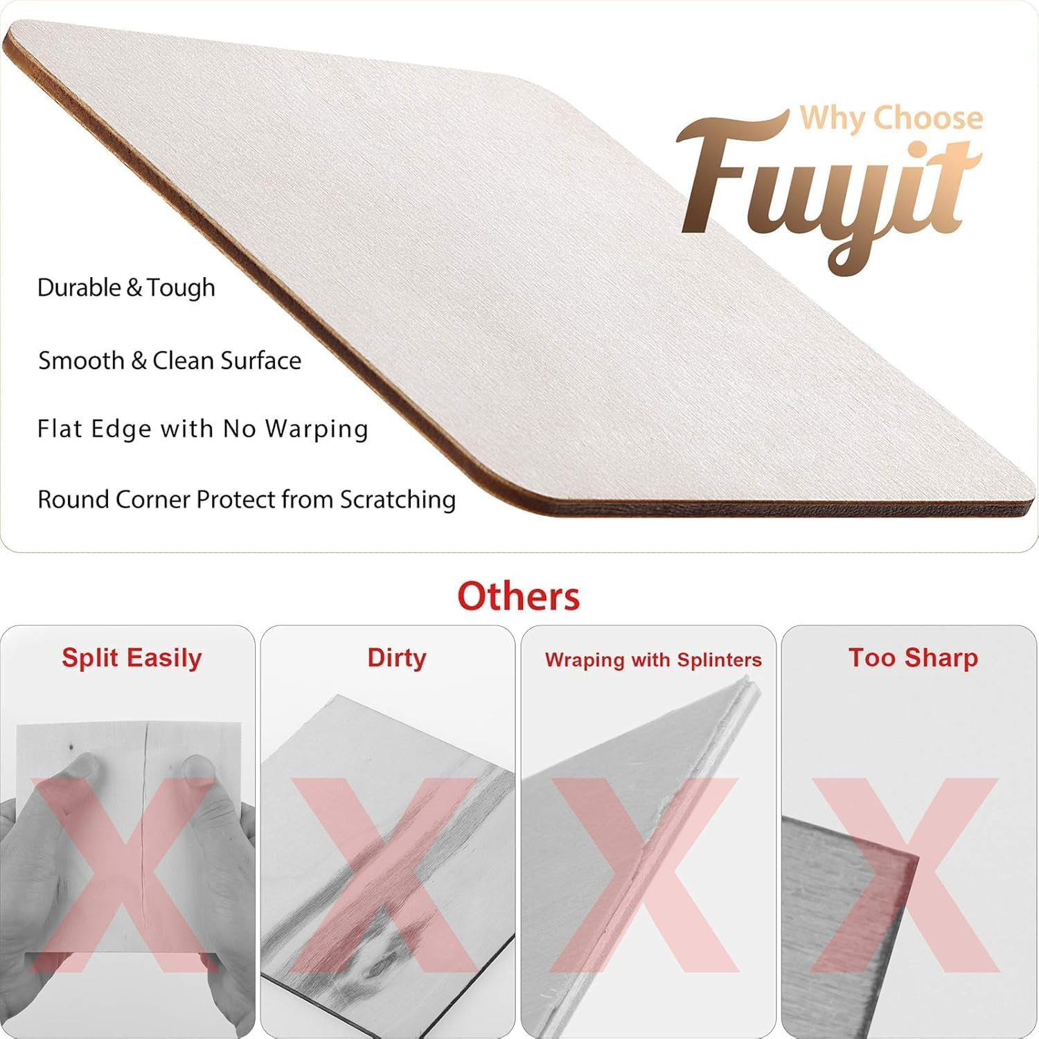 Unfinished Wood Pieces, Blank Wooden Squares for Crafts | 50Pcs 6X6 Inch Wood Bo