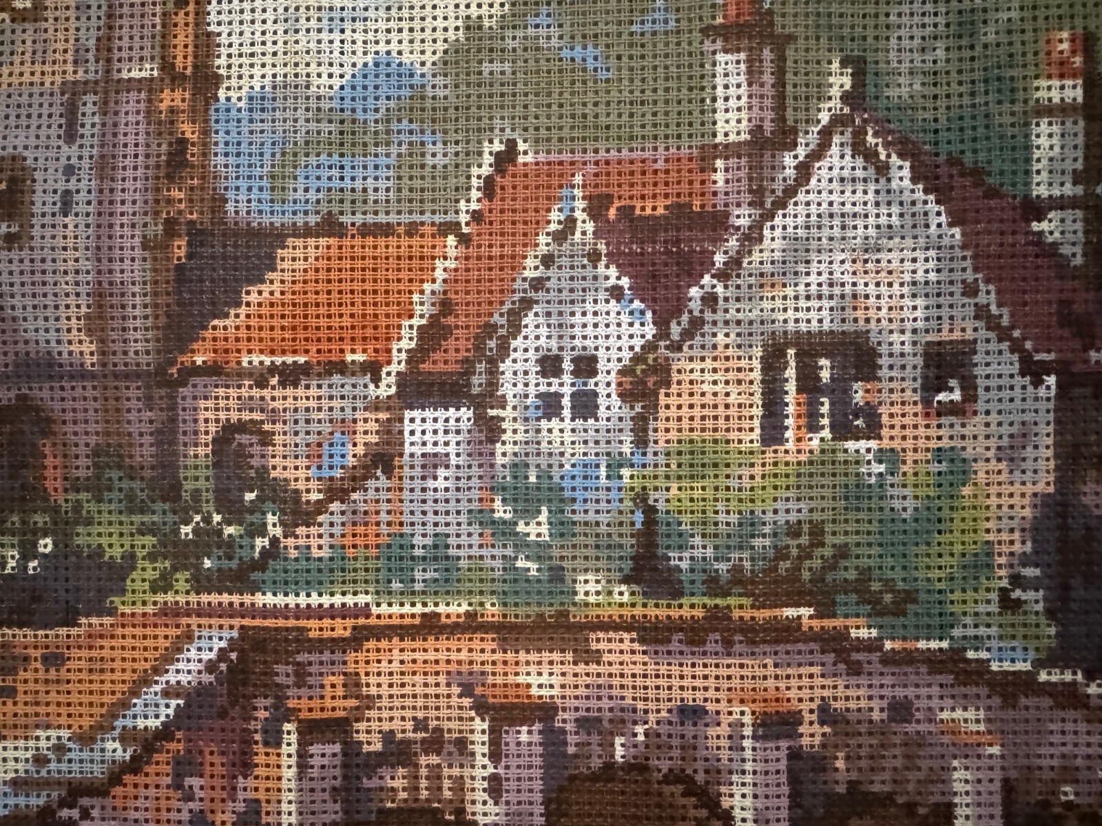 Needlepoint Canvas TAPEX VIENNA ” The Castle Combe, England”, Made in Austria
