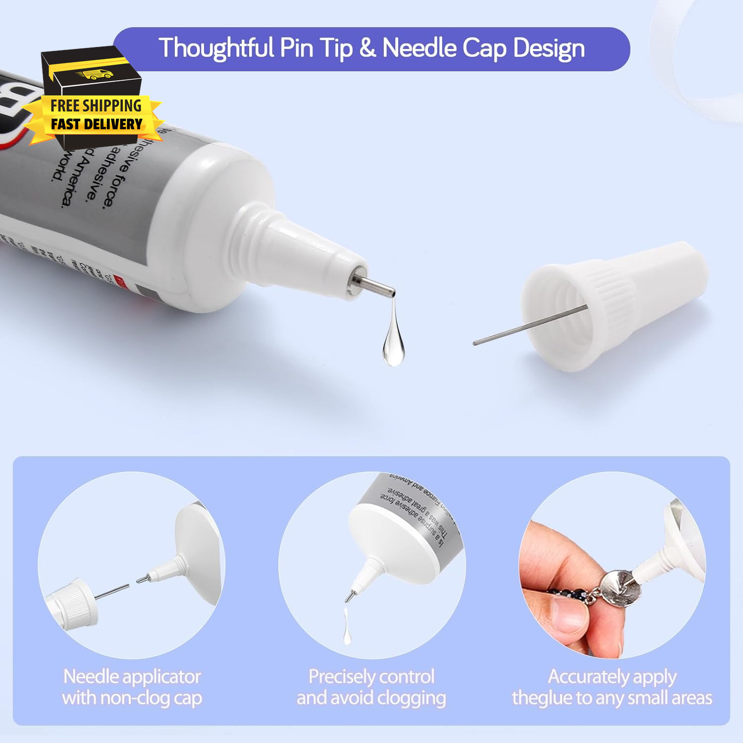 3PCS Jewelry Glue – 15Ml/0.5Fl Oz Clear DIY Craft Glue for Rhinestones, Waterpro