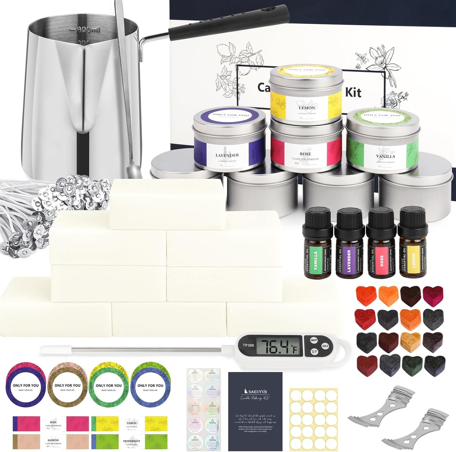 Candle Making Kit,Diy Starter Soy Candle Making Supplies/Kit | Complete Candle M