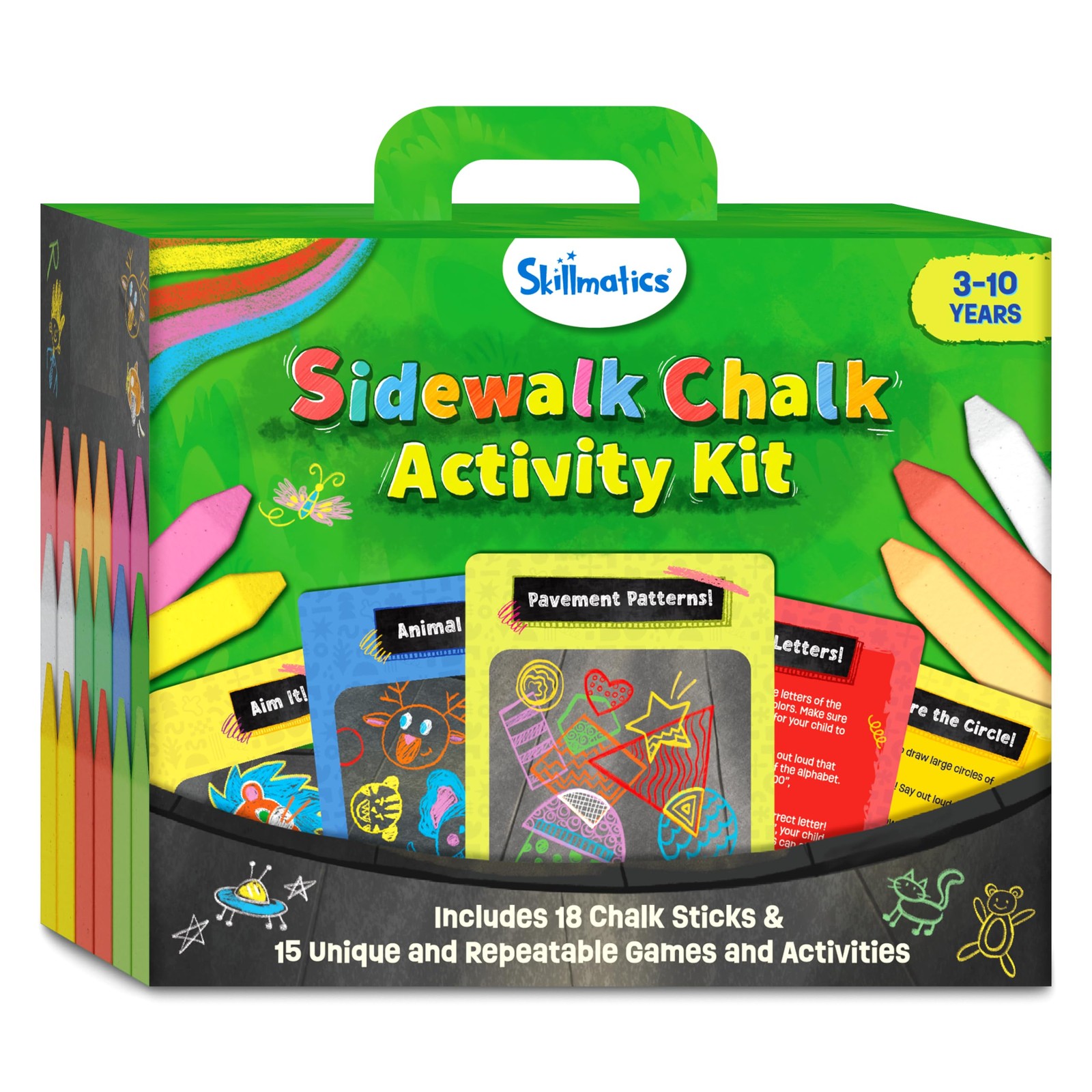 Sidewalk Chalk Activity Kit – Creative Outdoor Fun with 18 Washable Chalk Sti…