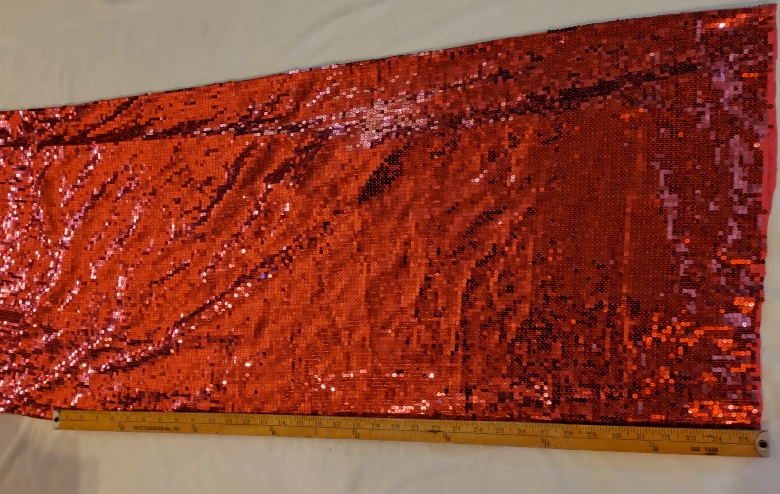 Hot Pink Sequin Fabric, Almost 3 Yards, Stretch Knit Backing, Costume, Dancewear