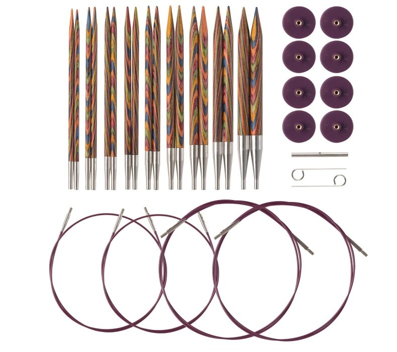 Options Wood Interchangeable Knitting Needle Set – US 4-11 (Rainbow)