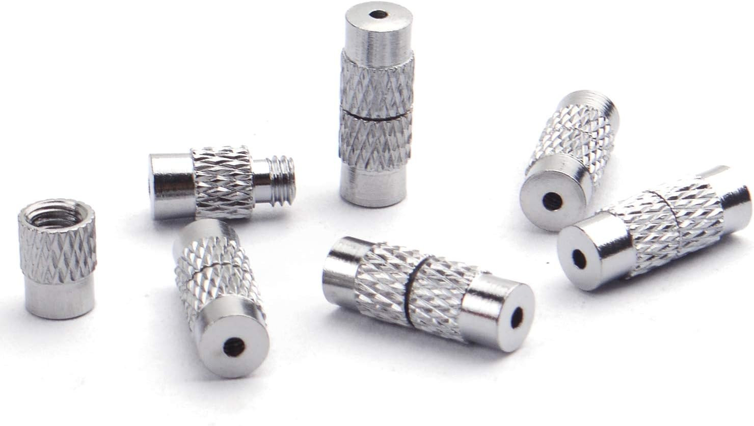 50Pcs Silver Brass Barrel Screw Clasps Cord End Caps for Jewelry Making