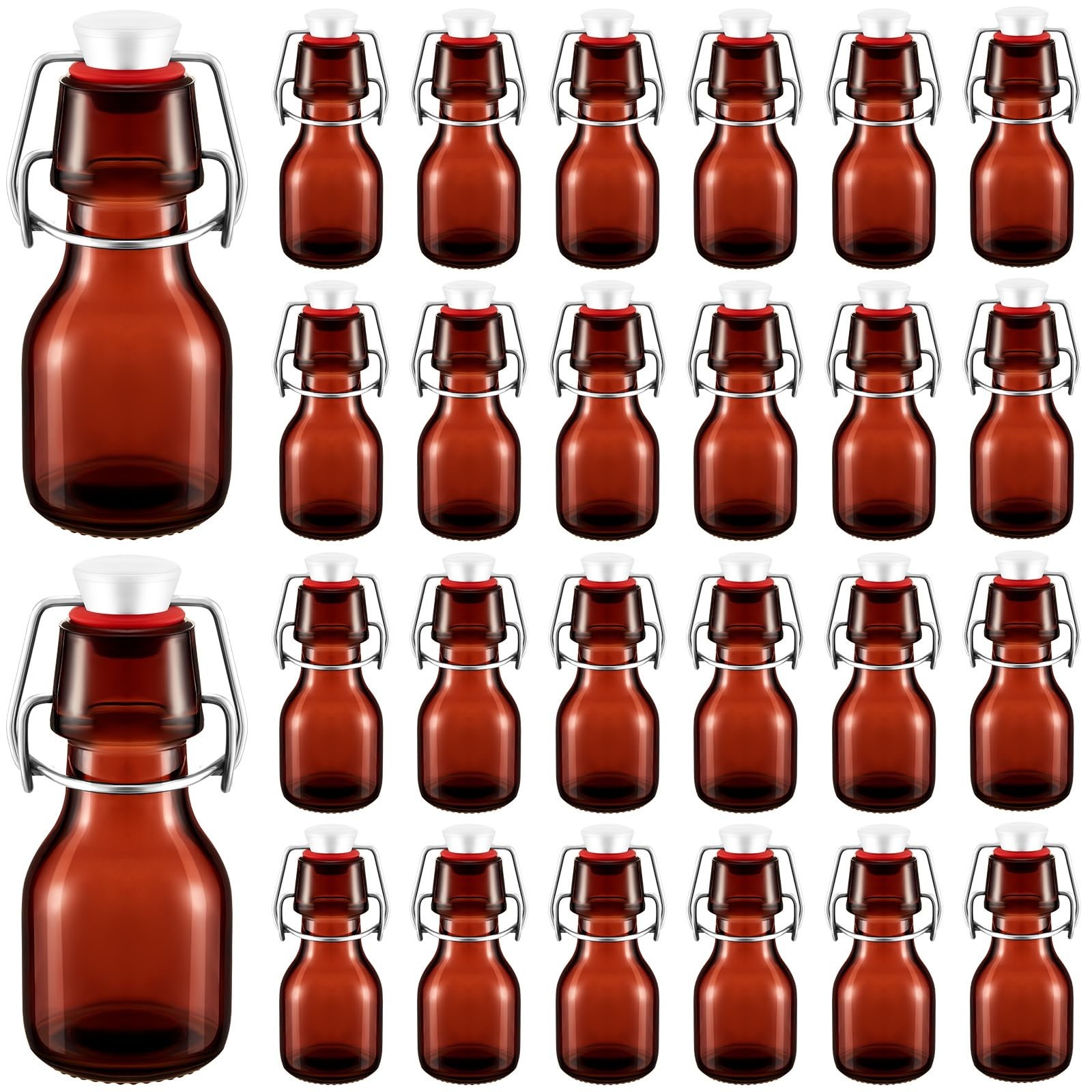 24 Pcs Mini Glass Bottles with Stoppers – Airtight Flip Top for Crafts & Party F